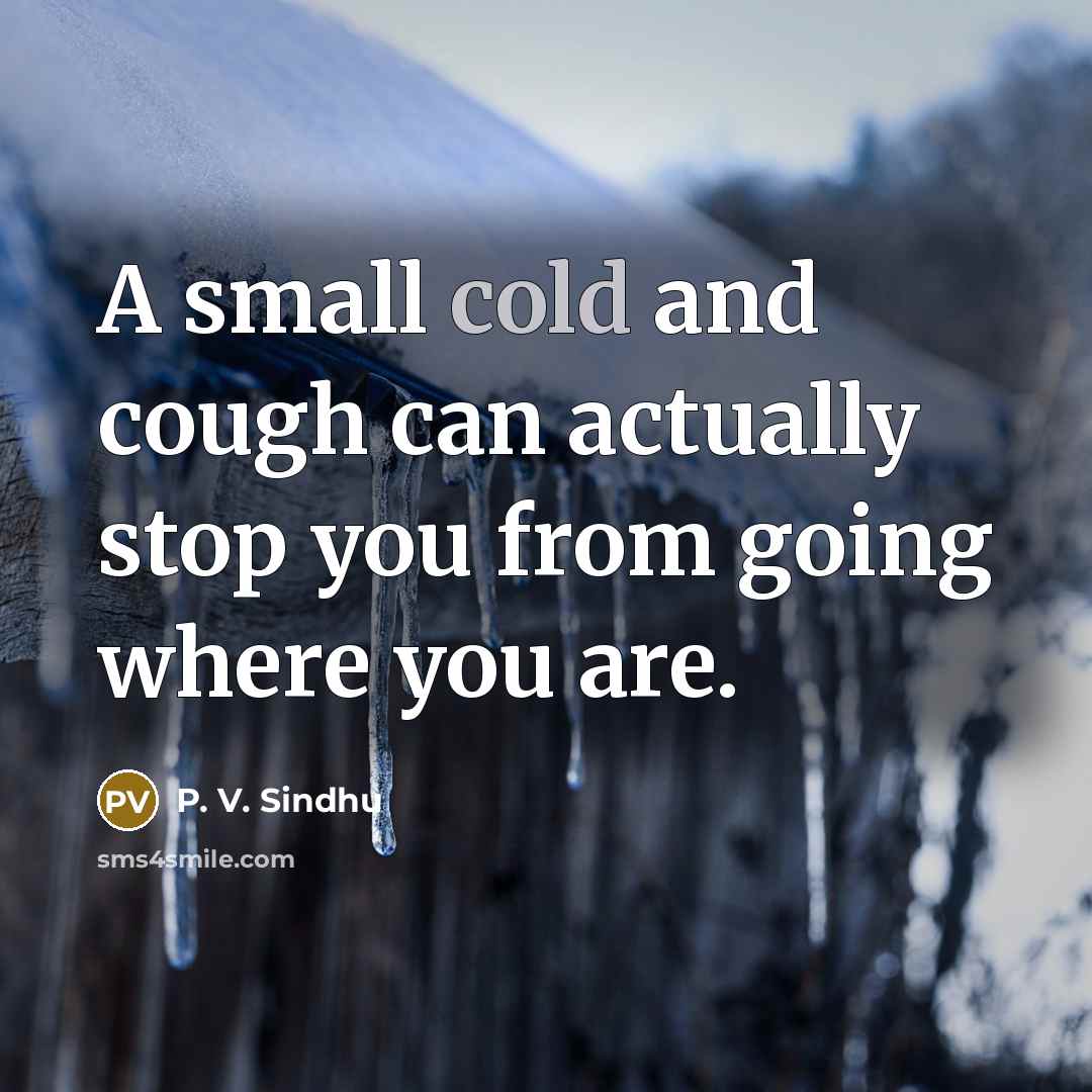 “A small cold and cough can actually stop you from…” quote by P. V. Sindhu