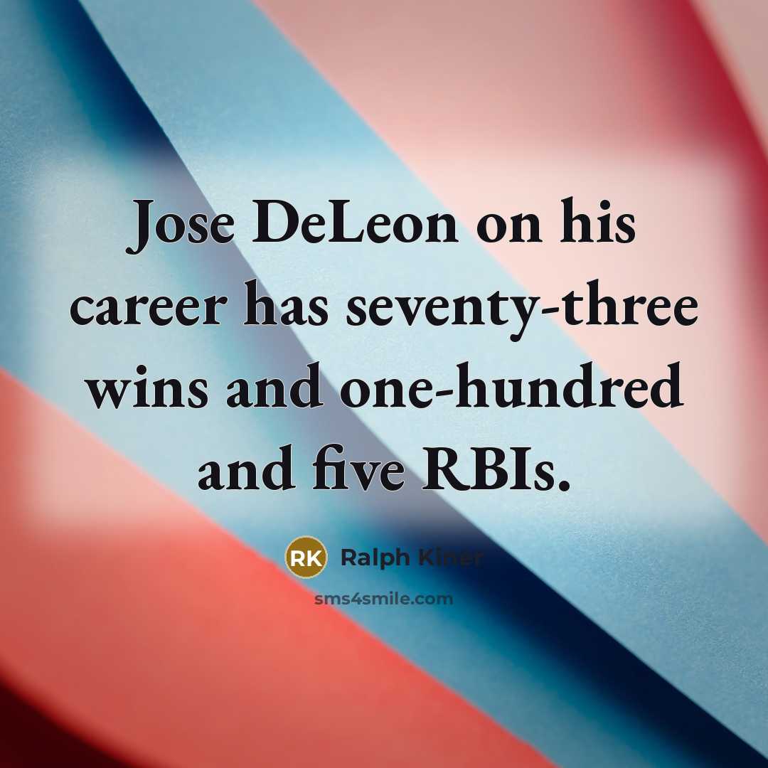 “Jose DeLeon on his career has seventy-three wins and one-hundred…” quote by Ralph Kiner