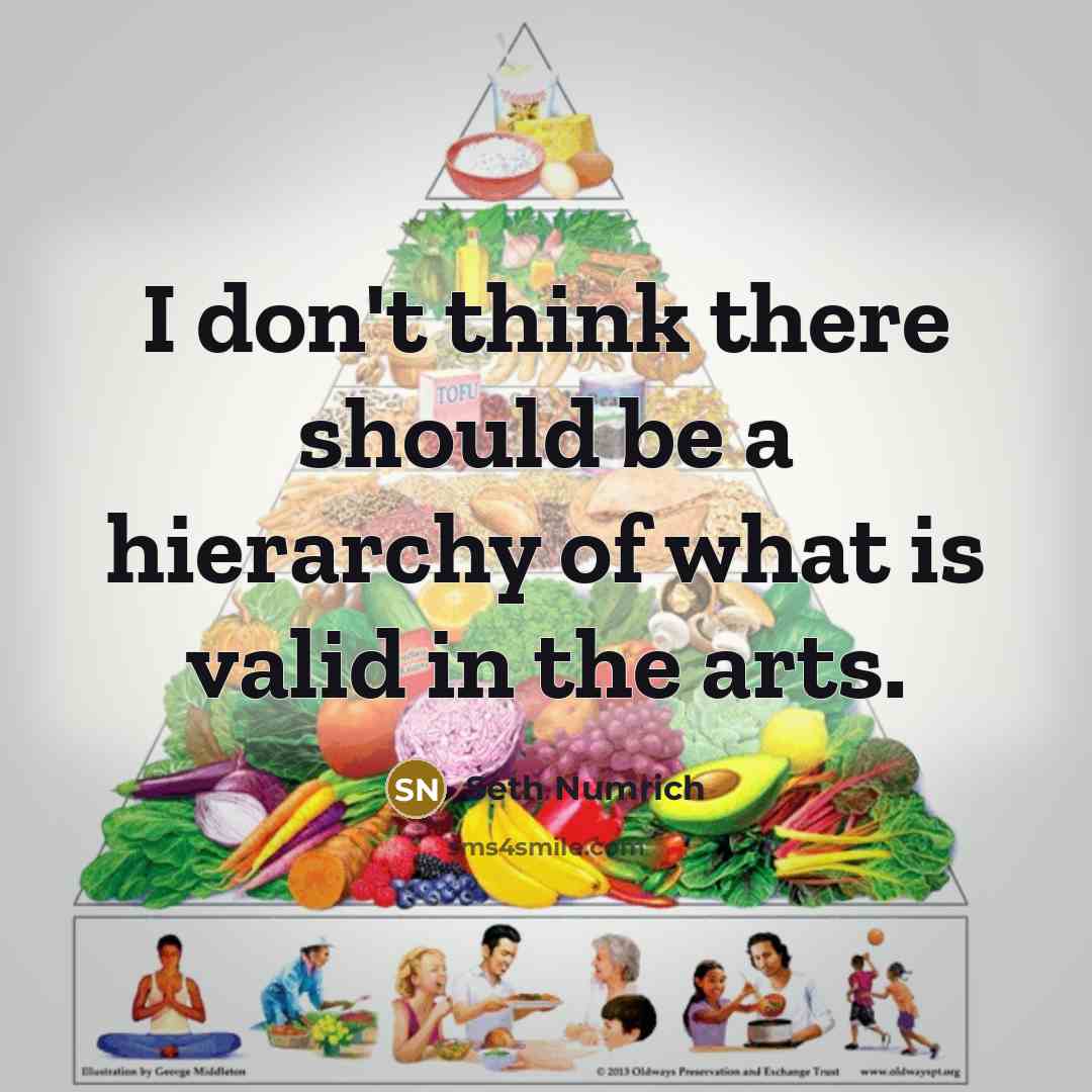 “I don't think there should be a hierarchy of what…” quote by Seth Numrich