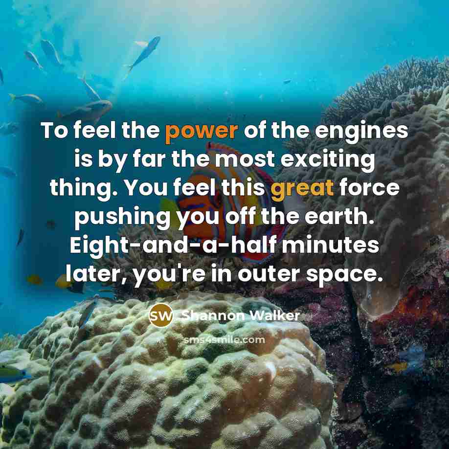 “To feel the power of the engines is by far…” quote by Shannon Walker