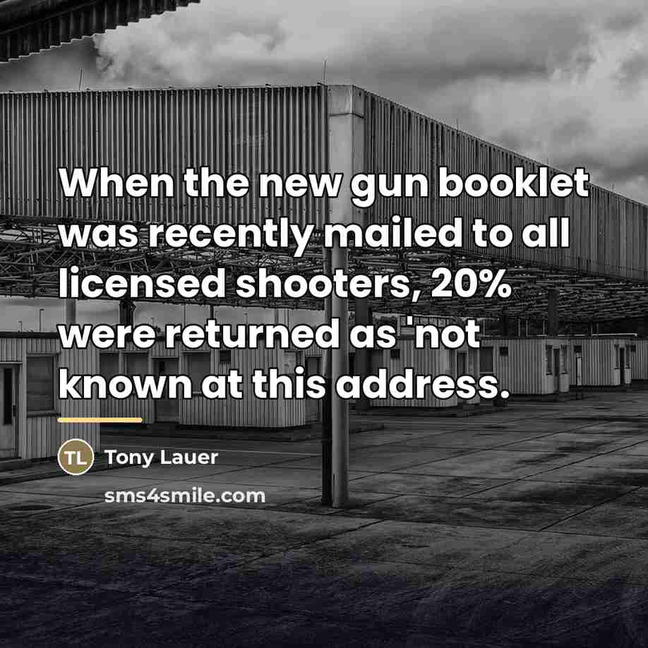 “When the new gun booklet was recently mailed to all…” quote by Tony Lauer