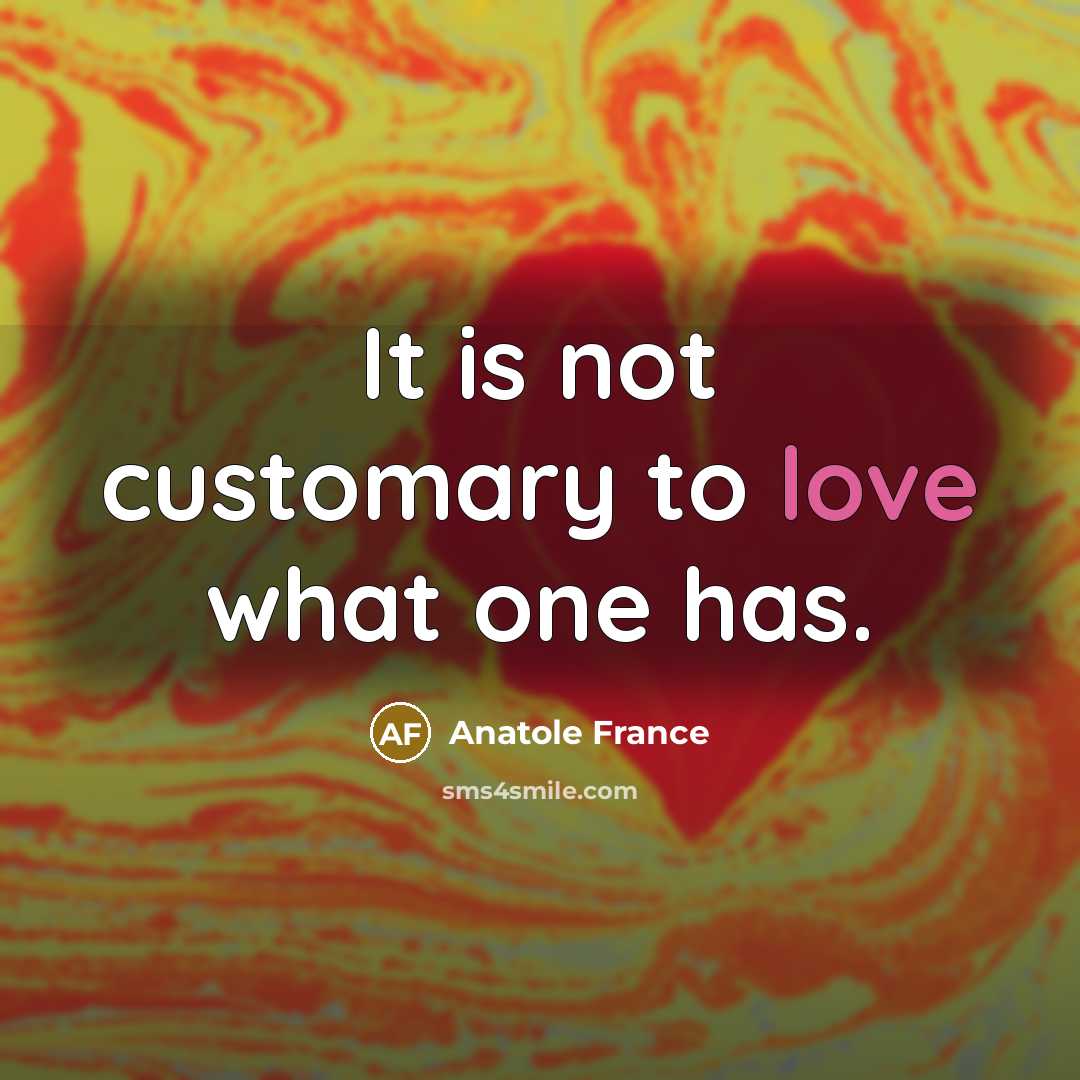 “It is not customary to love what one has.…” quote by Anatole France