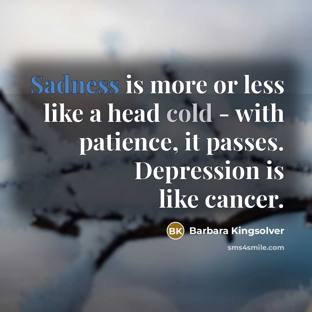 “Sadness is more or less like a head cold -…” quote by Barbara Kingsolver
