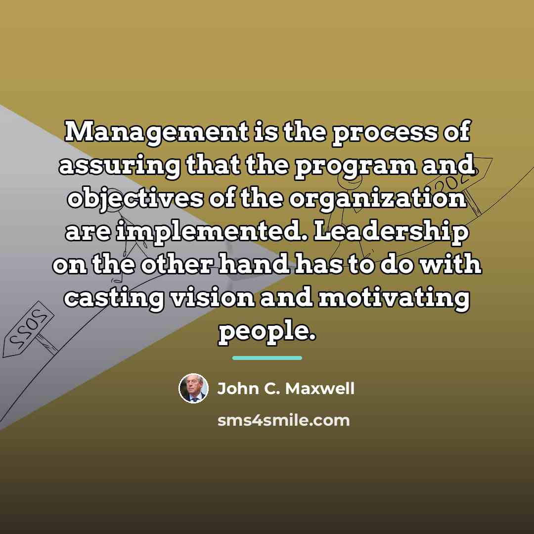 “Management is the process of assuring that the program and…” quote by John C. Maxwell