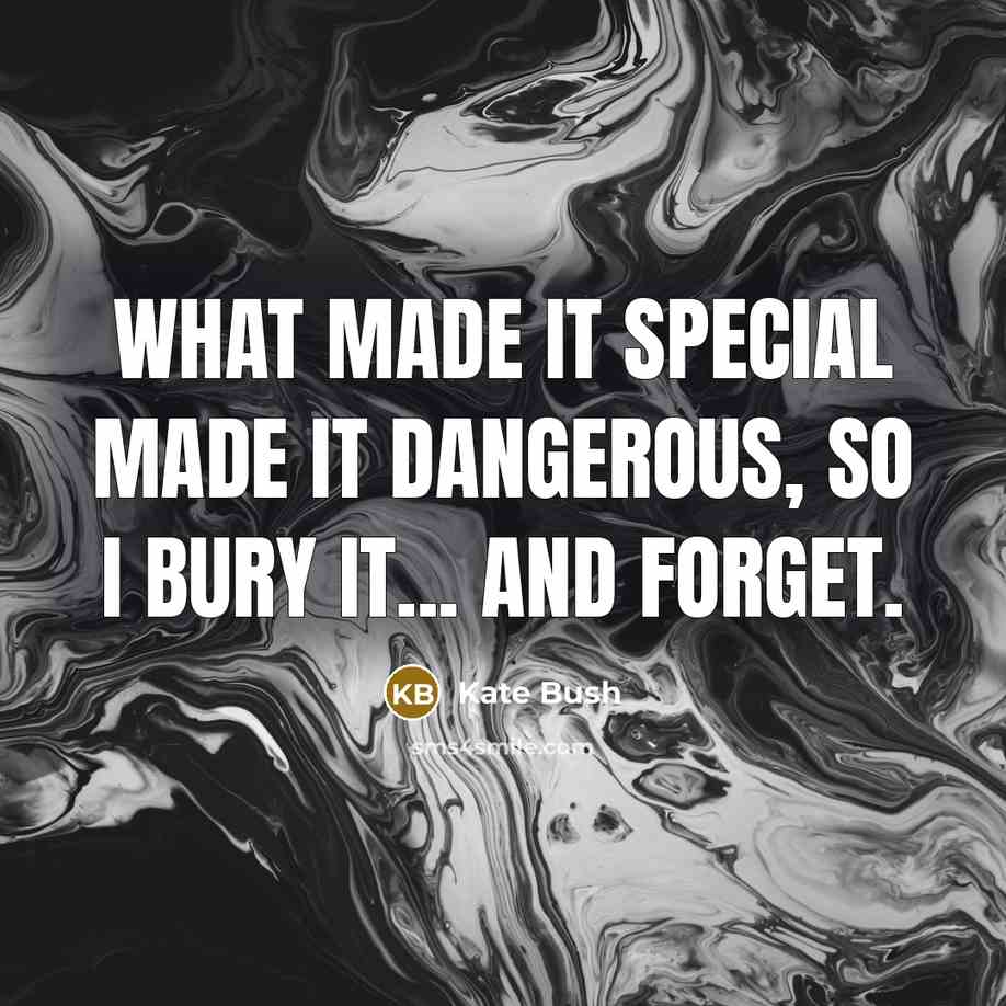 “What made it special made it dangerous, so I bury…” quote by Kate Bush