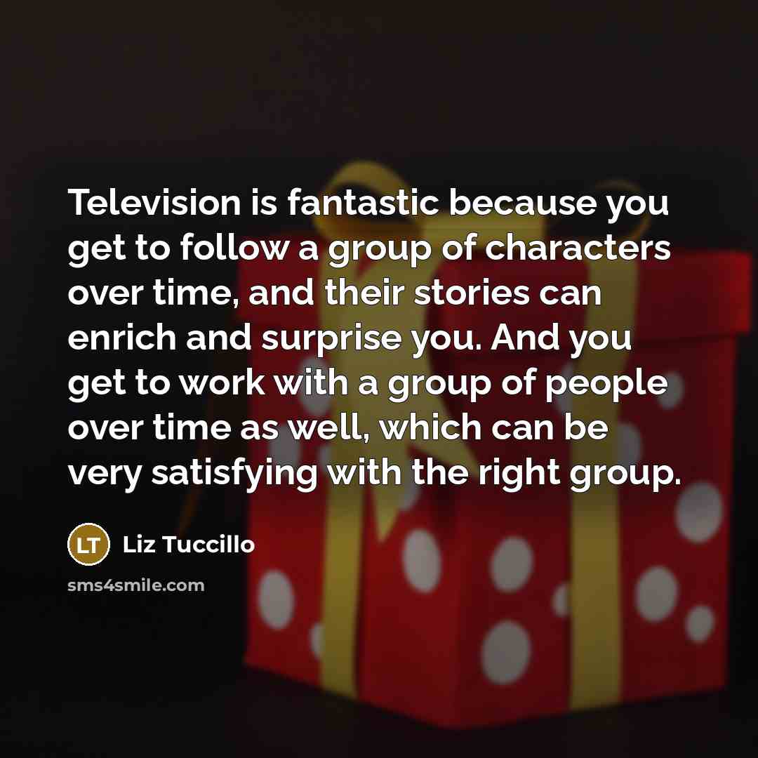 “Television is fantastic because you get to follow a group…” quote by Liz Tuccillo