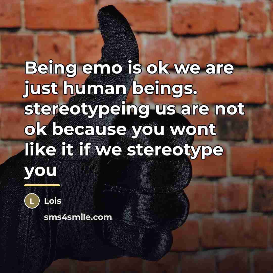 “Being emo is ok we are just human beings. stereotypeing…” quote by Lois