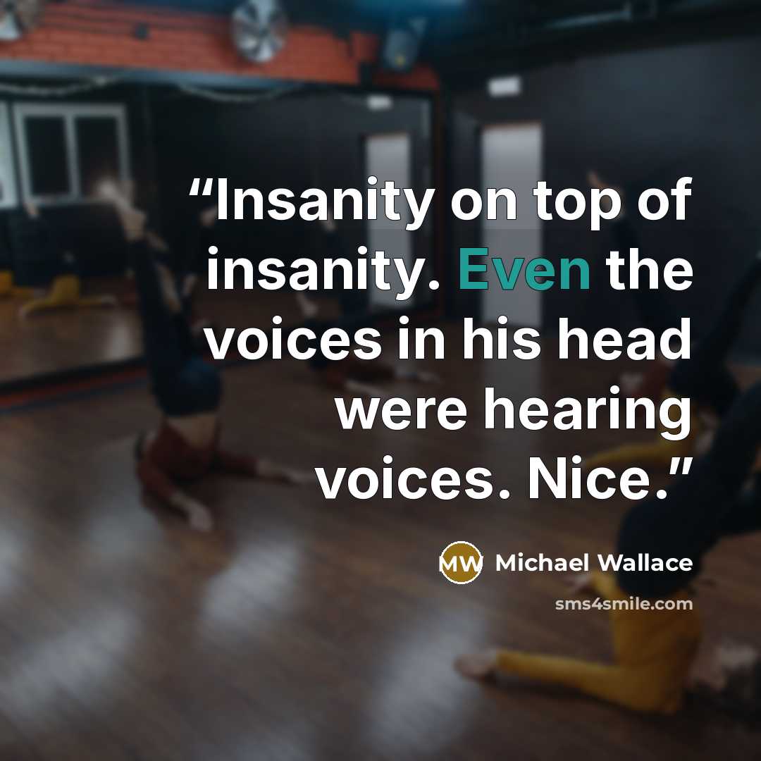 “Insanity on top of insanity. Even the voices in his head were hearing voices. Nice.” quote by Michael Wallace