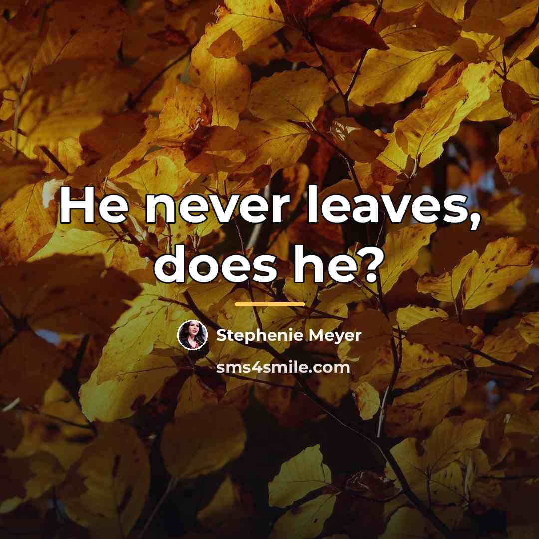“He never leaves, does he?…” quote by Stephenie Meyer