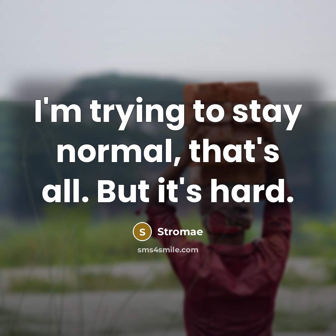 “I'm trying to stay normal, that's all. But it's hard.…” quote by Stromae