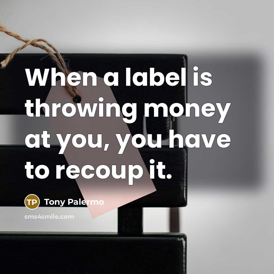 “When a label is throwing money at you, you have to recoup it.” quote by Tony Palermo