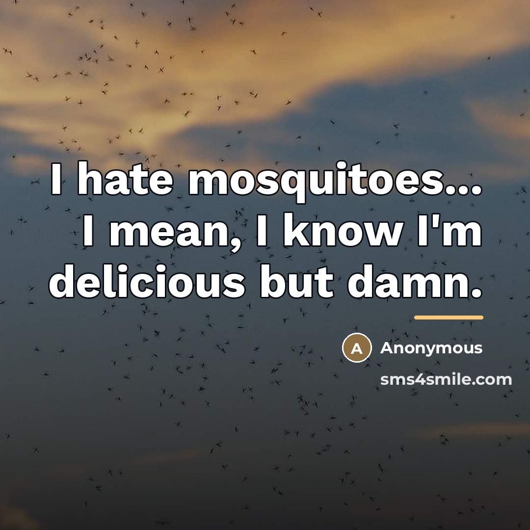 “I hate mosquitoes... I mean, I know I'm delicious but…” quote by Anonymous