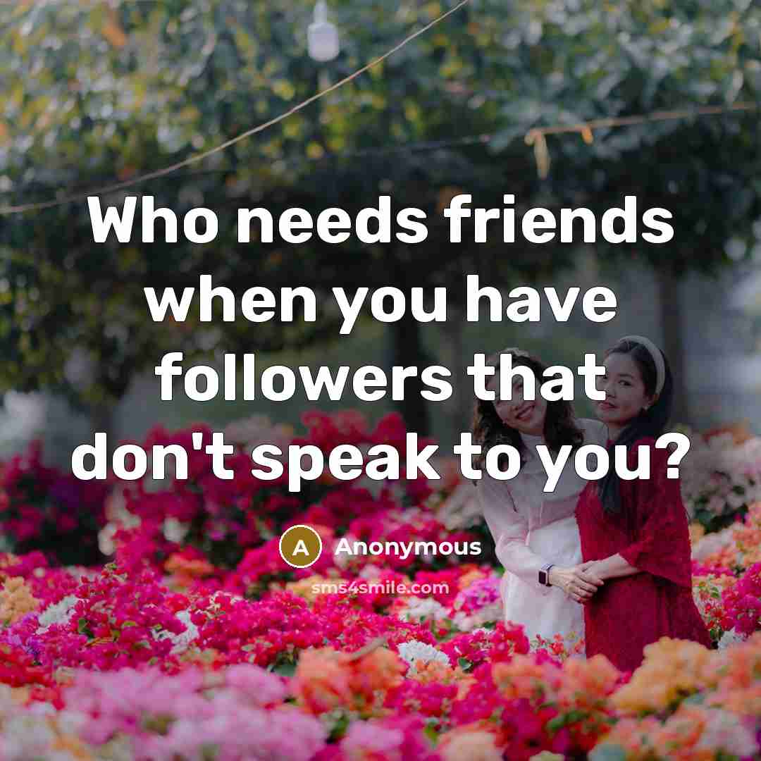 “Who needs friends when you have followers that don't speak…” quote by Anonymous