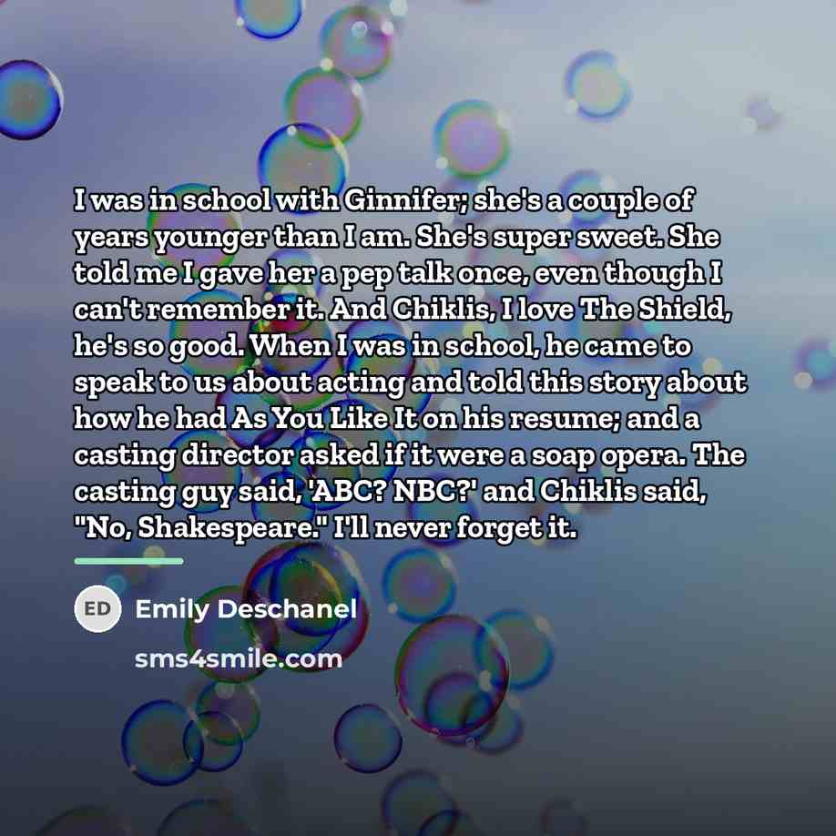 “I was in school with Ginnifer; she's a couple of…” quote by Emily Deschanel