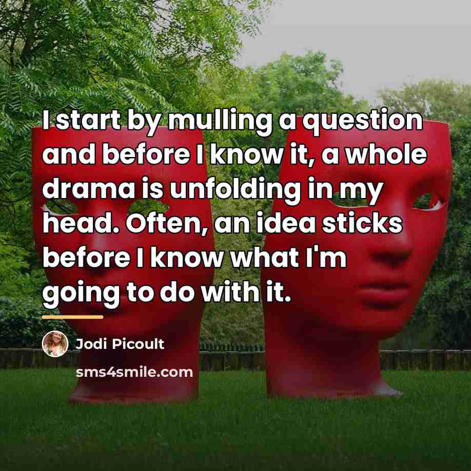 “I start by mulling a question and before I know…” quote by Jodi Picoult