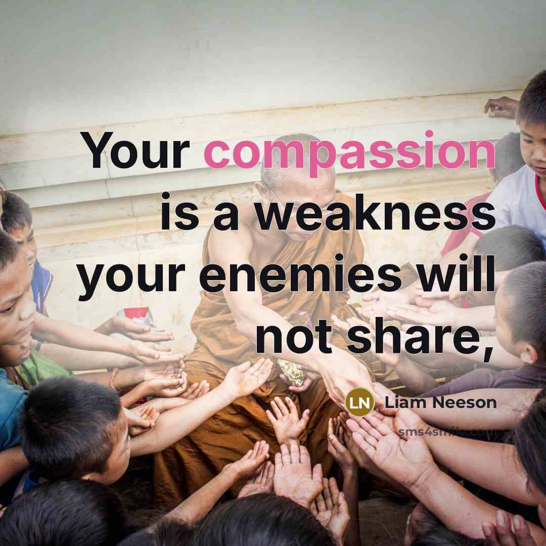 “Your compassion is a weakness your enemies will not share,…” quote by Liam Neeson