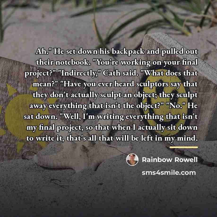 “Ah." He set down his backpack and pulled out their…” quote by Rainbow Rowell