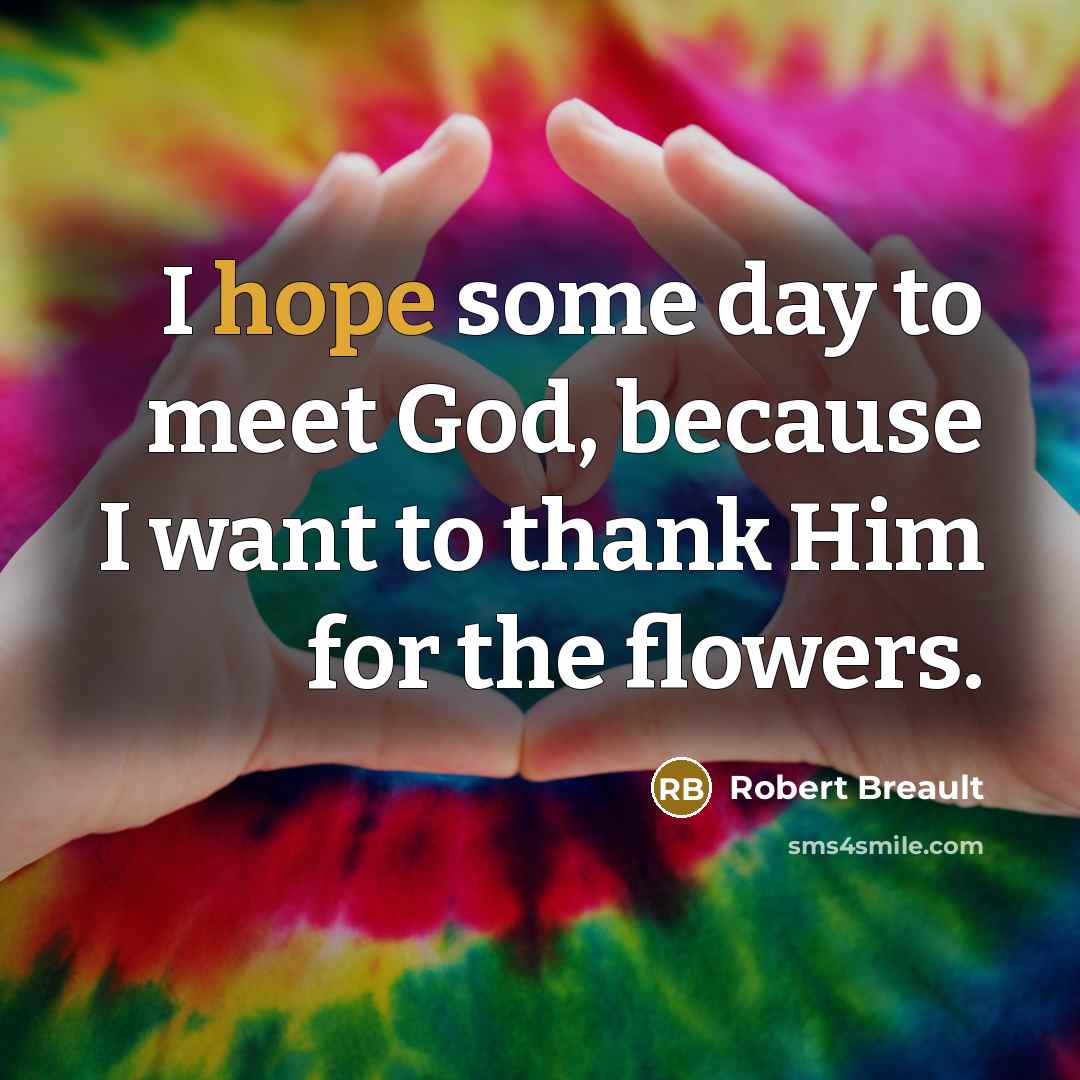 “I hope some day to meet God, because I want…” quote by Robert Breault