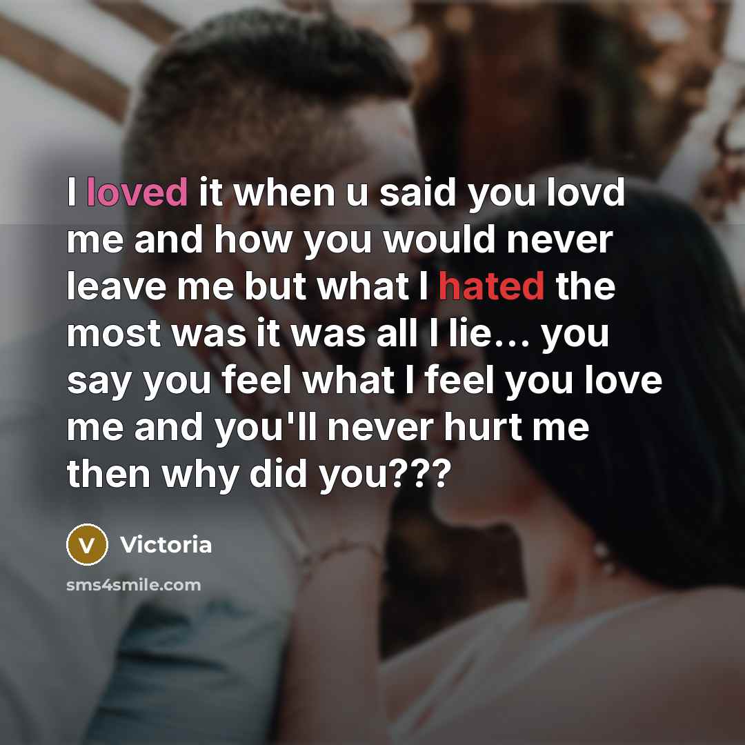 “I loved it when u said you lovd me and…” quote by Victoria