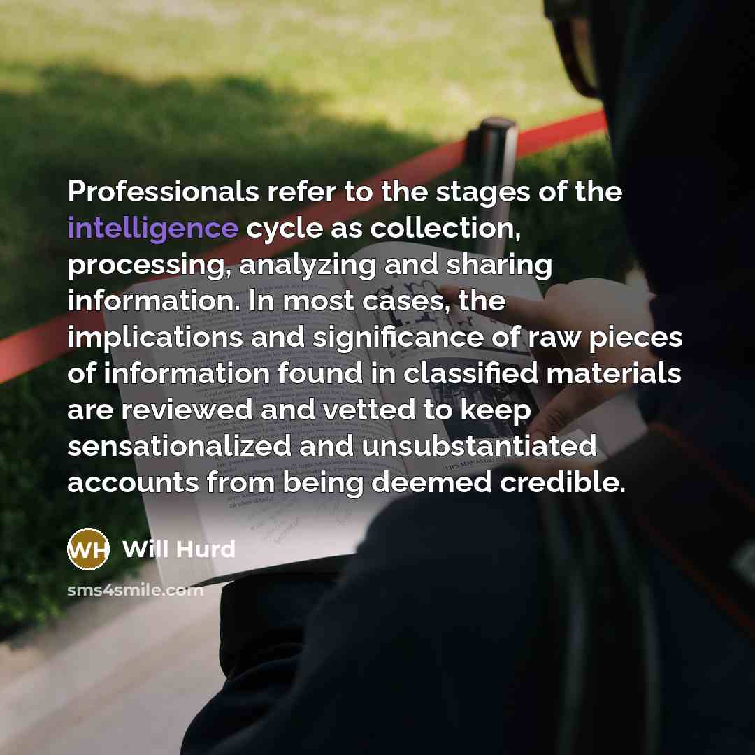 “Professionals refer to the stages of the intelligence cycle as…” quote by Will Hurd