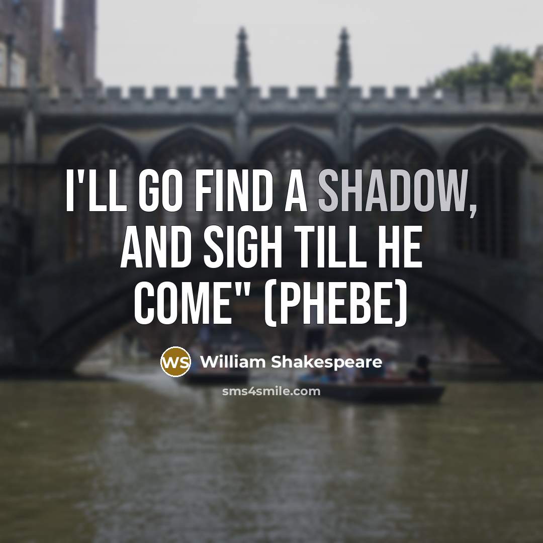 “I'll go find a shadow, and sigh till he come"…” quote by William Shakespeare