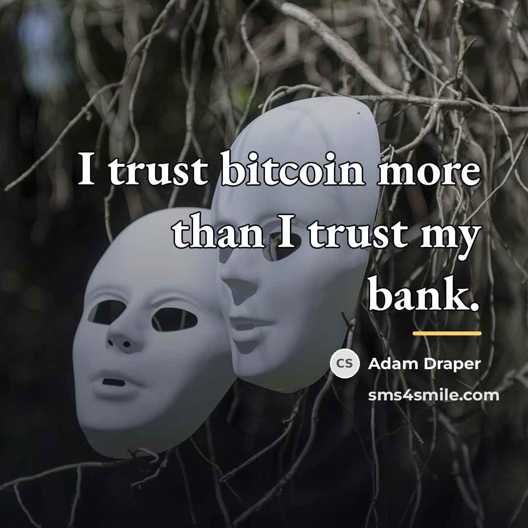 “I trust bitcoin more than I trust my bank.…” quote by Adam Draper