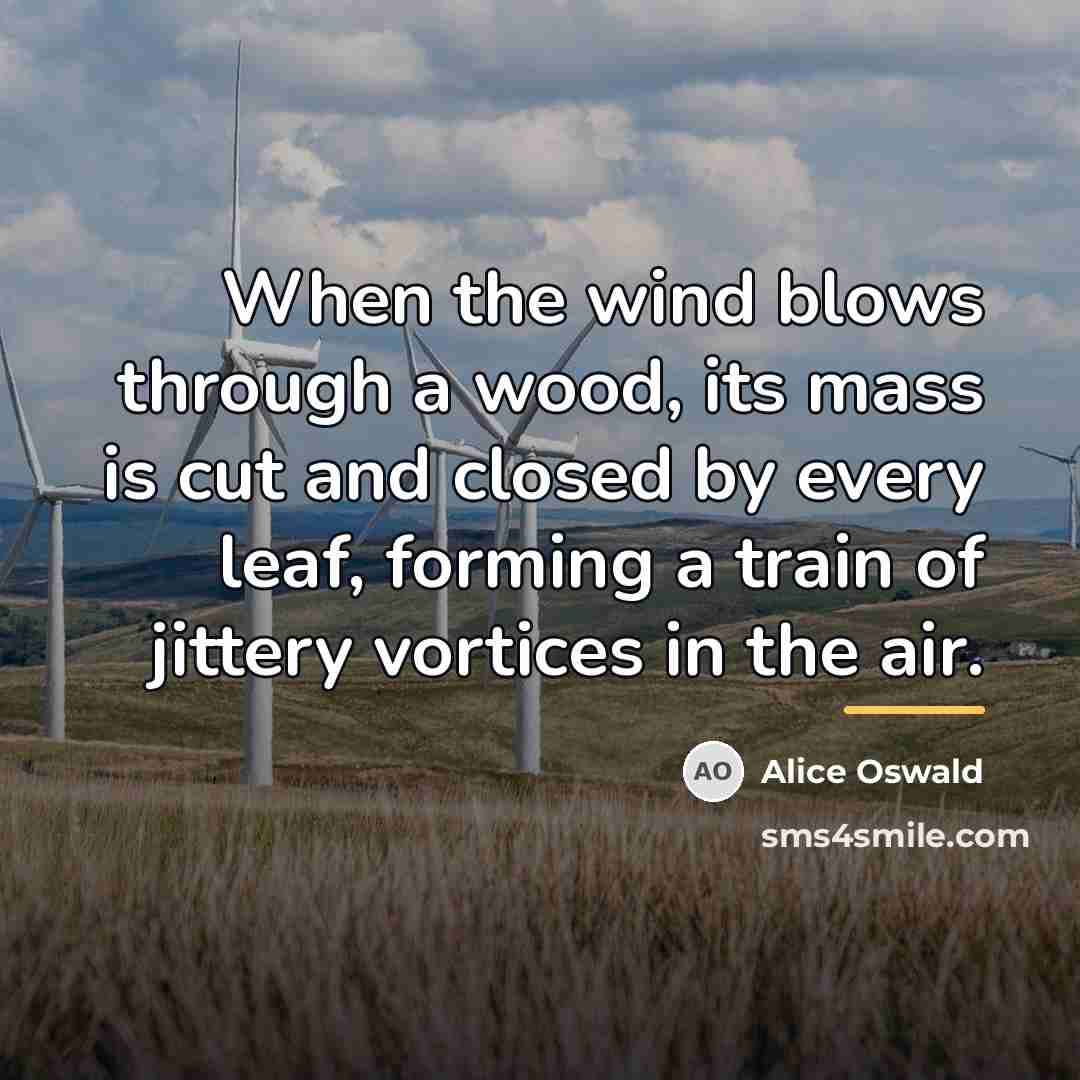 “When the wind blows through a wood, its mass is…” quote by Alice Oswald