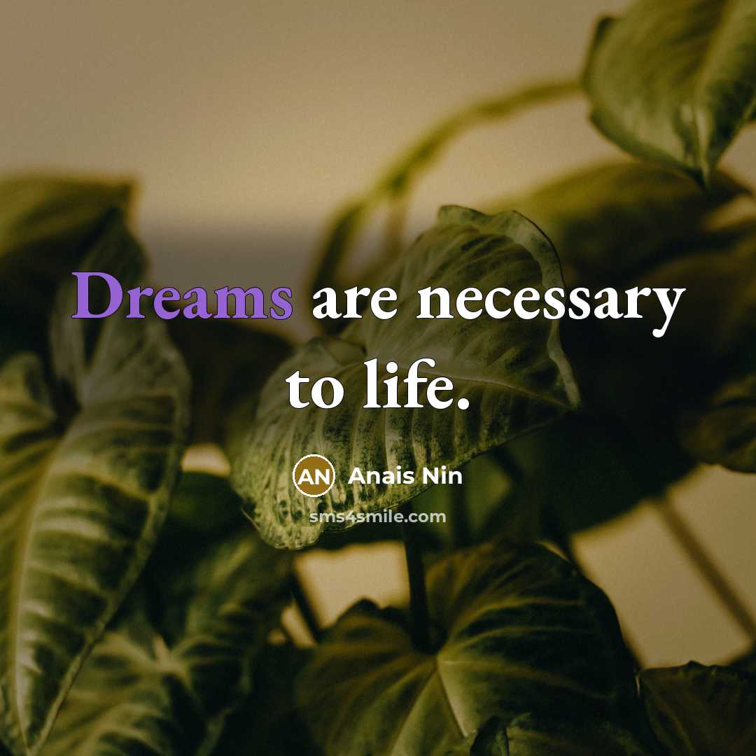 “Dreams are necessary to life.…” quote by Anais Nin