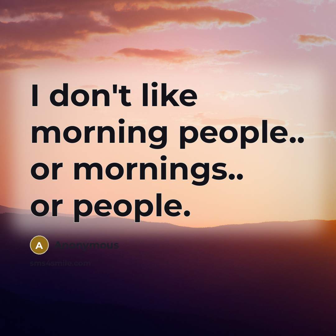 “I don't like morning people.. or mornings.. or people.…” quote by Anonymous