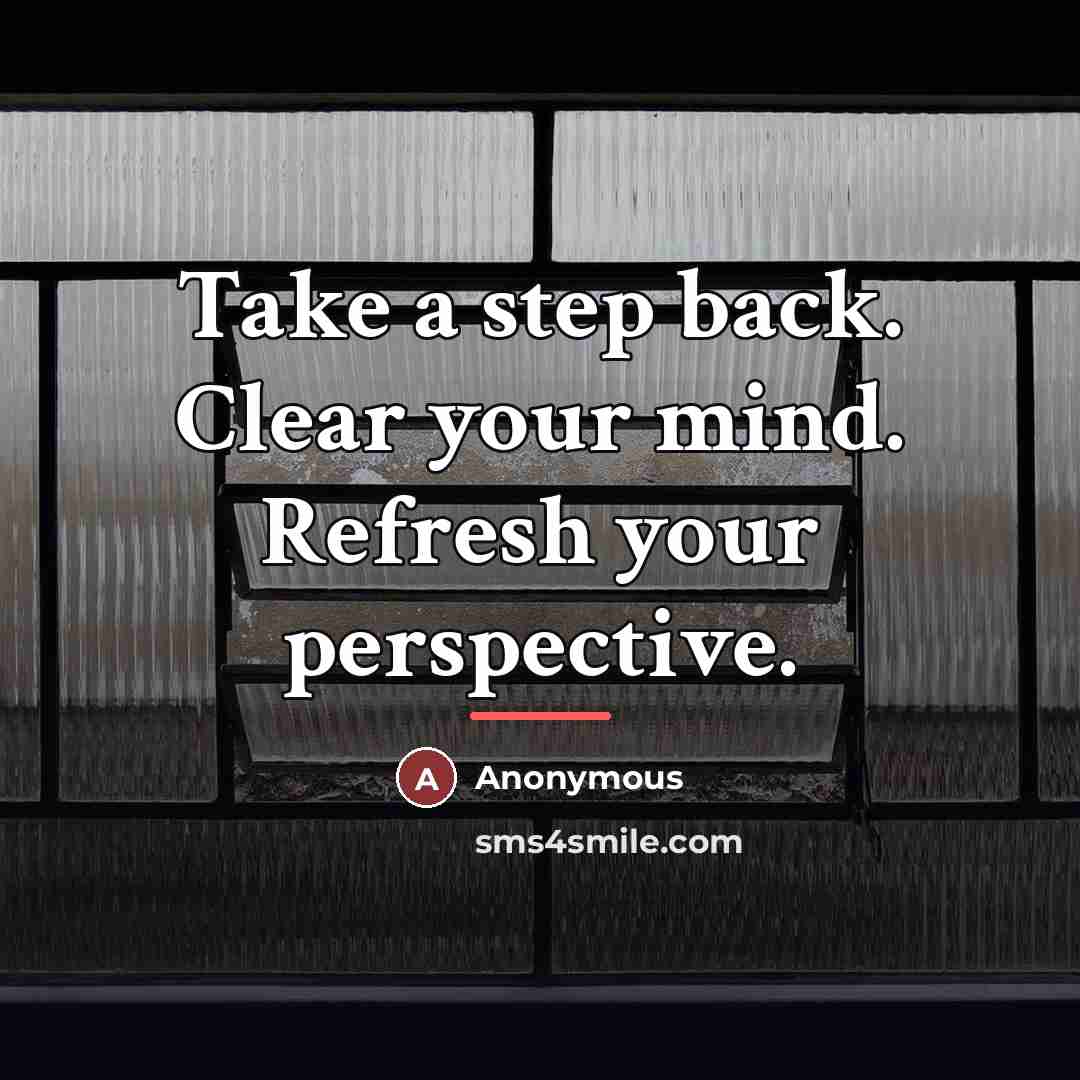 “Take a step back. Clear your mind. Refresh your perspective.…” quote by Anonymous