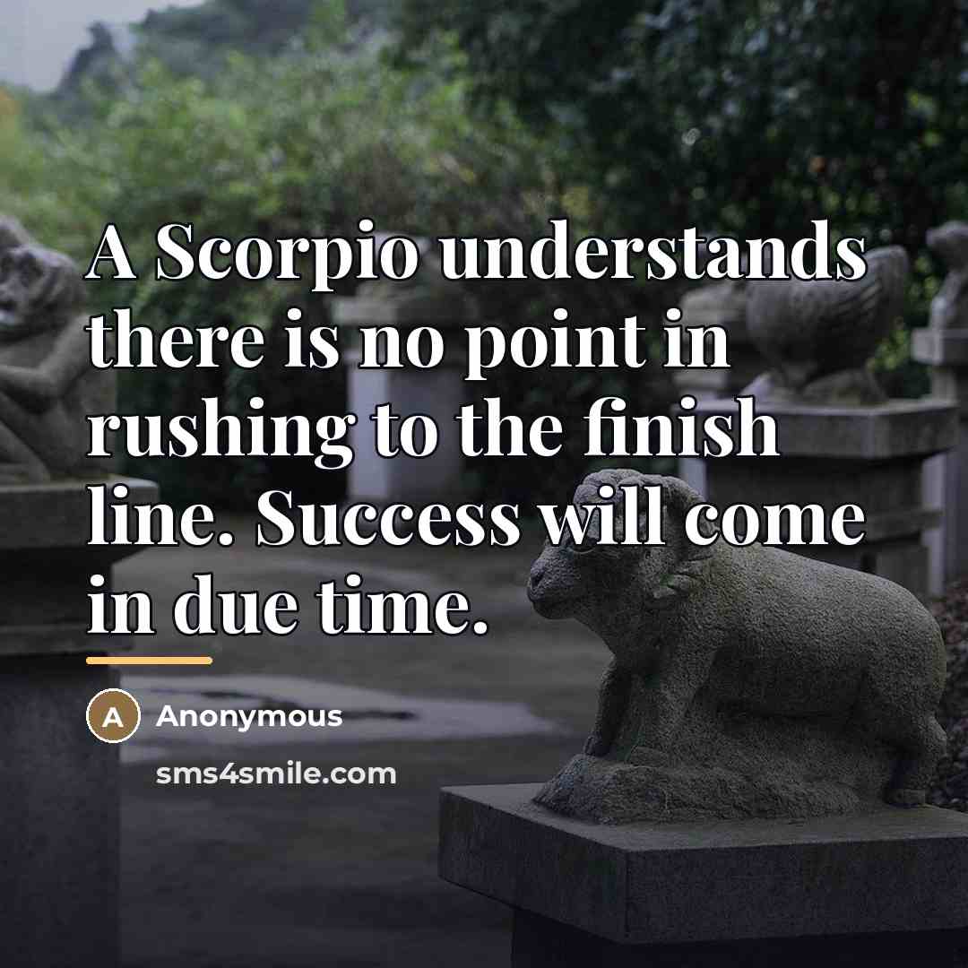 “A Scorpio understands there is no point in rushing to…” quote by Anonymous