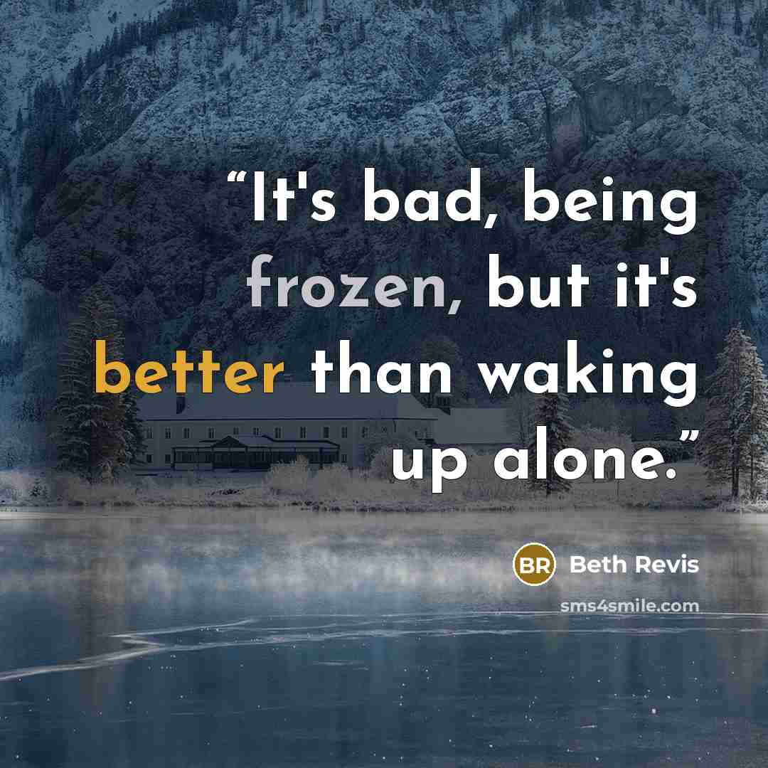 “It's bad, being frozen, but it's better than waking up alone.” quote by Beth Revis