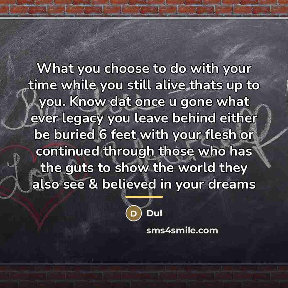 “What you choose to do with your time while you…” quote by Dul