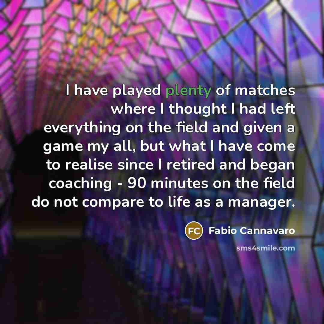 “I have played plenty of matches where I thought I…” quote by Fabio Cannavaro