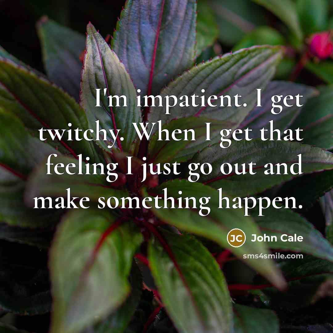 “I'm impatient. I get twitchy. When I get that feeling…” quote by John Cale
