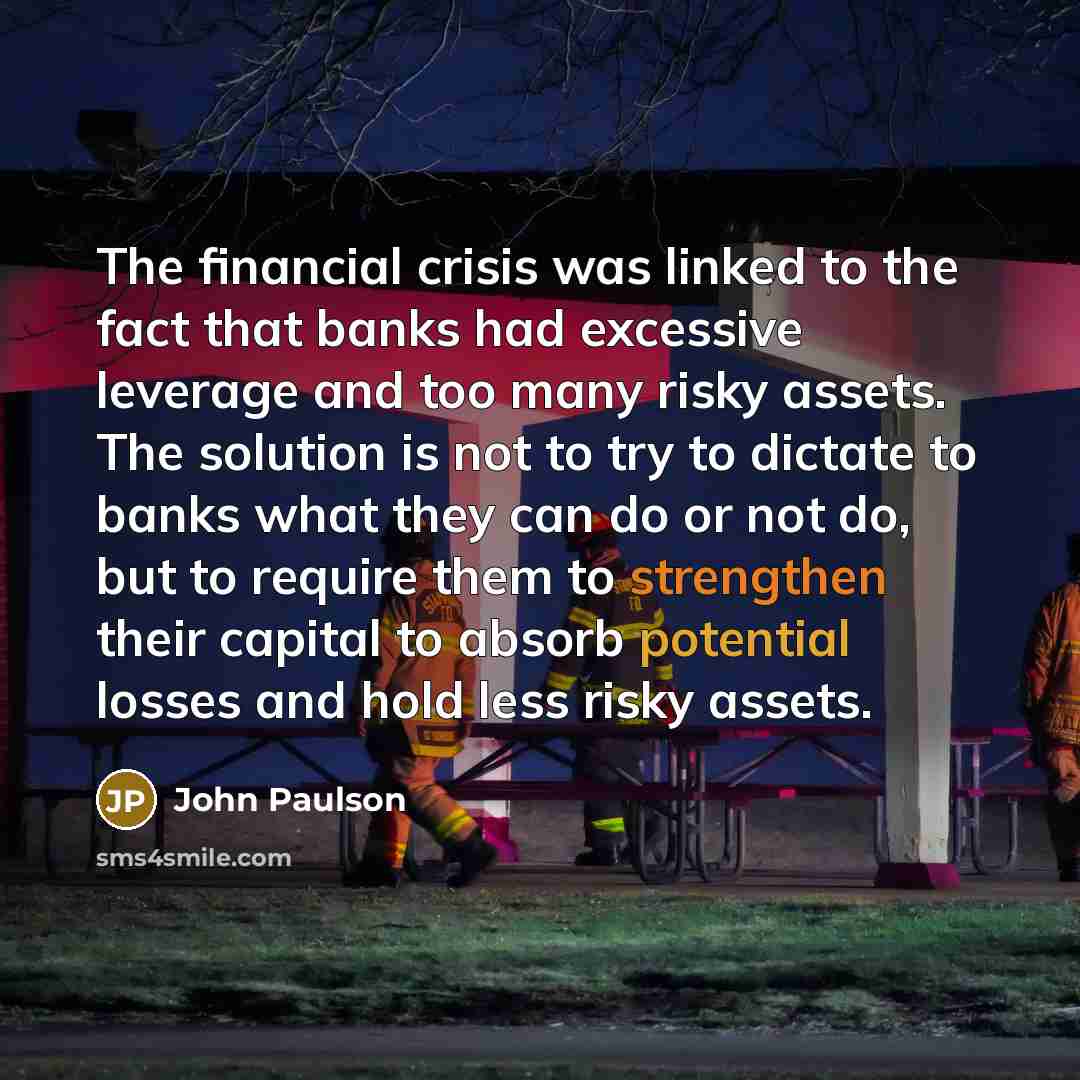 “The financial crisis was linked to the fact that banks…” quote by John Paulson