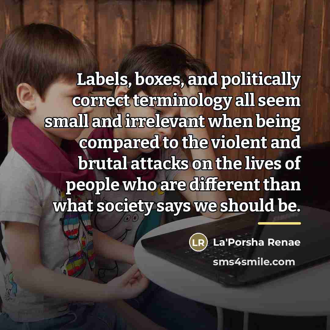“Labels, boxes, and politically correct terminology all seem small and…” quote by La'Porsha Renae