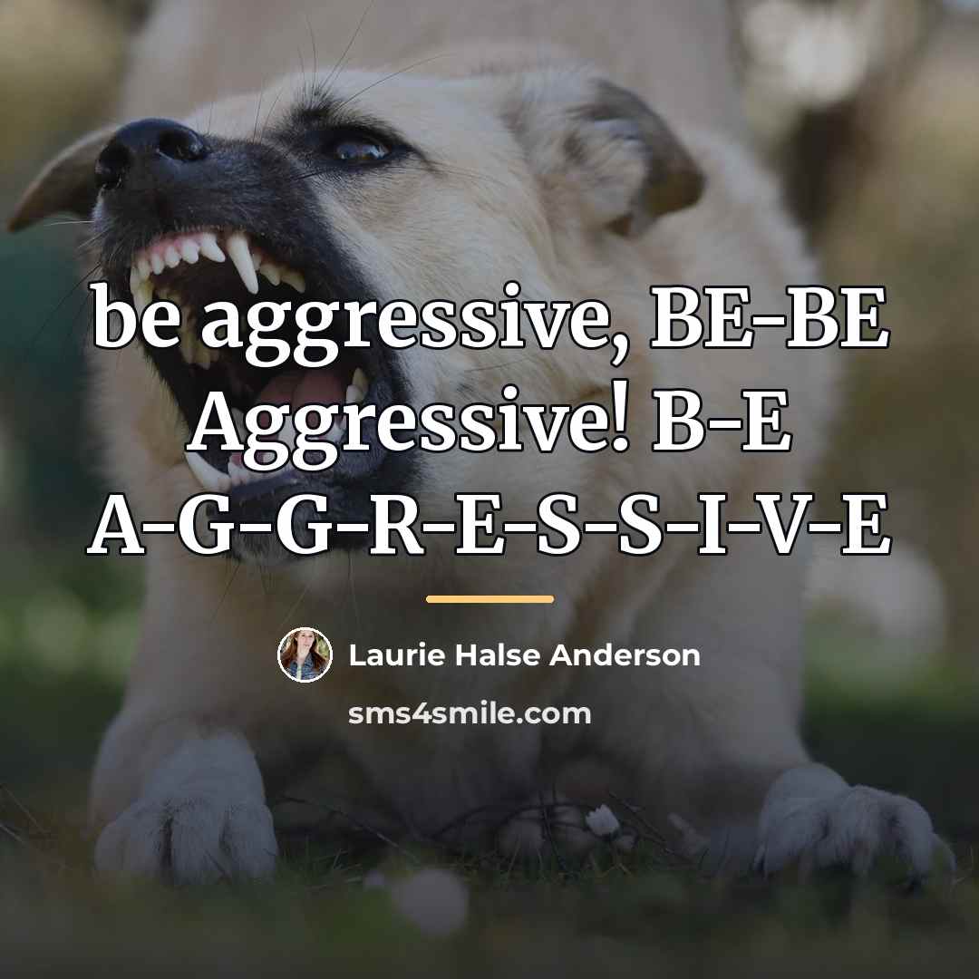 “be aggressive, BE-BE Aggressive! B-E A-G-G-R-E-S-S-I-V-E…” quote by Laurie Halse Anderson