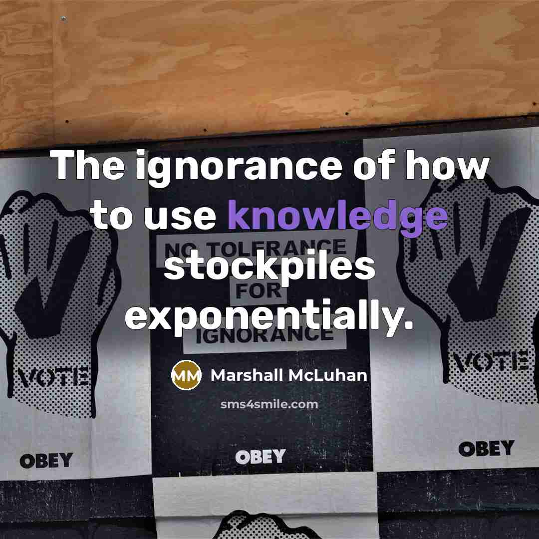 “The ignorance of how to use knowledge stockpiles exponentially.…” quote by Marshall McLuhan