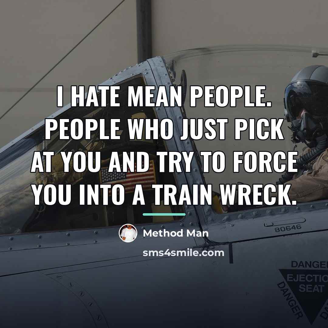 “I hate mean people. People who just pick at you…” quote by Method Man