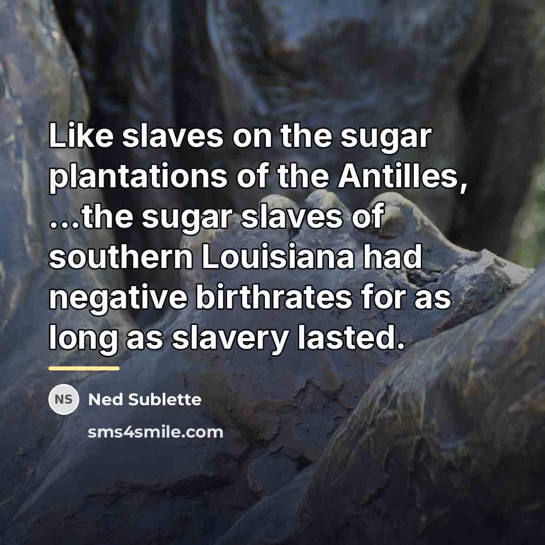 “Like slaves on the sugar plantations of the Antilles, ...the…” quote by Ned Sublette