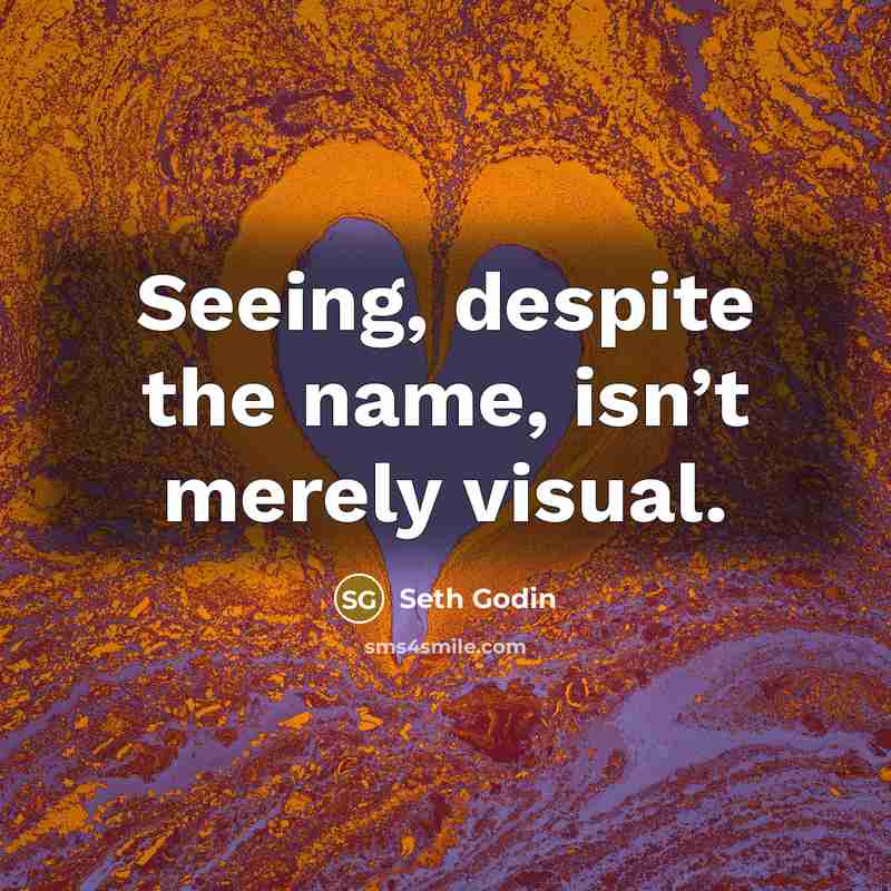 “Seeing, despite the name, isn’t merely visual.…” quote by Seth Godin