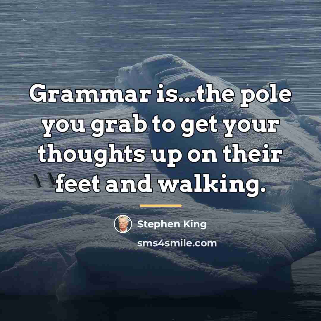 “Grammar is...the pole you grab to get your thoughts up…” quote by Stephen King