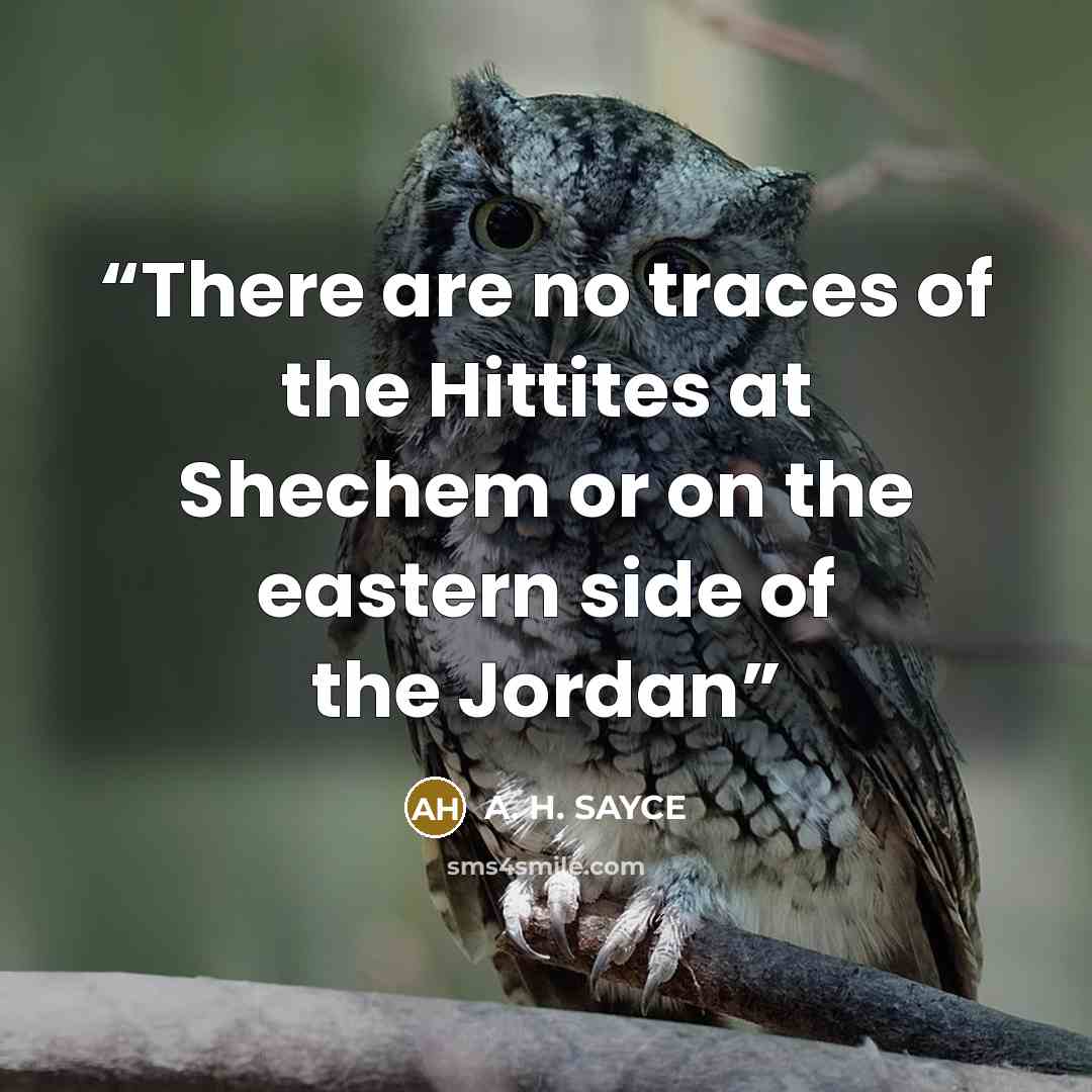 “There are no traces of the Hittites at Shechem or on the eastern side of the Jordan” quote by A. H. SAYCE