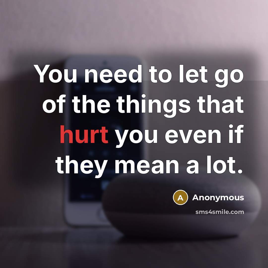 “You need to let go of the things that hurt…” quote by Anonymous