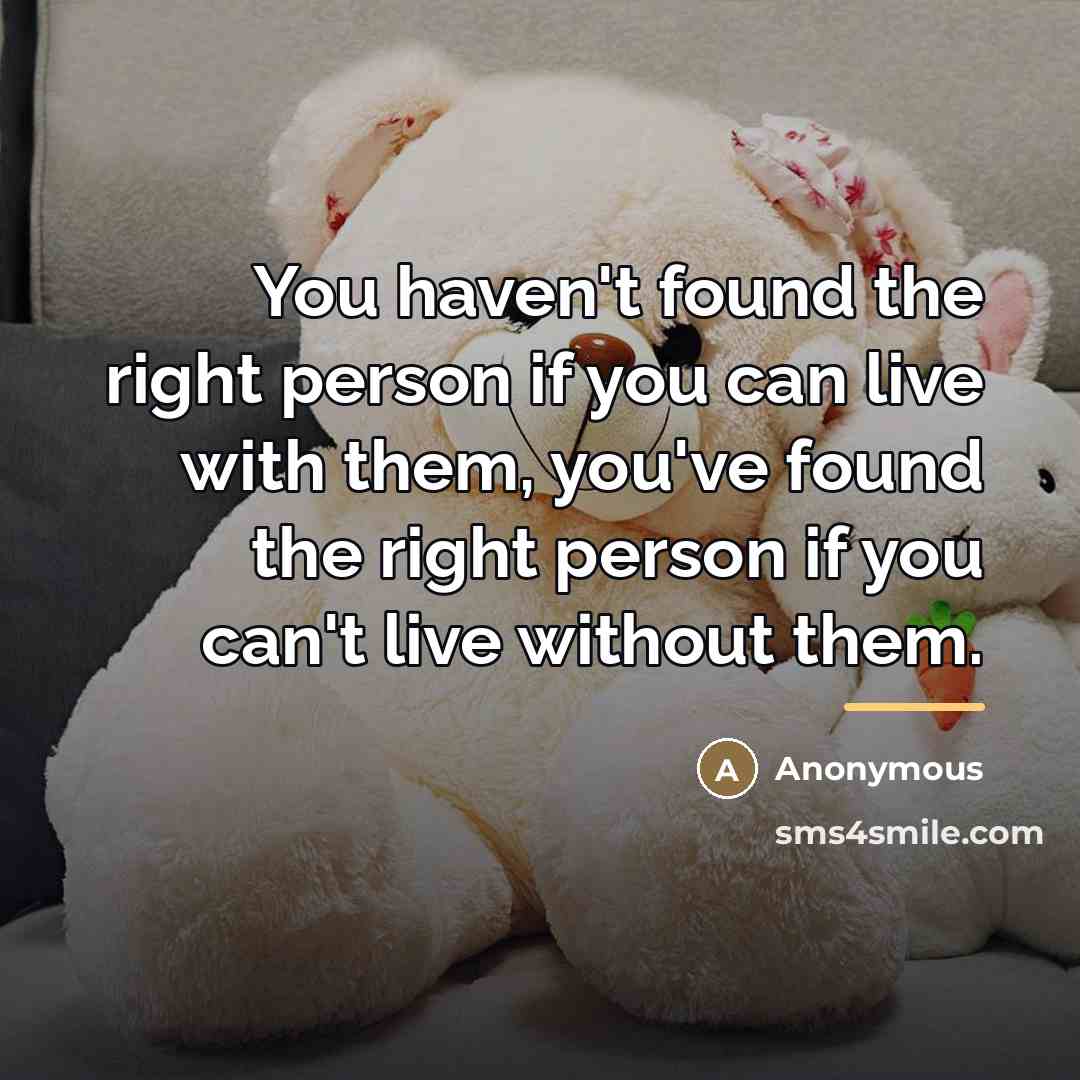 “You haven't found the right person if you can live…” quote by Anonymous