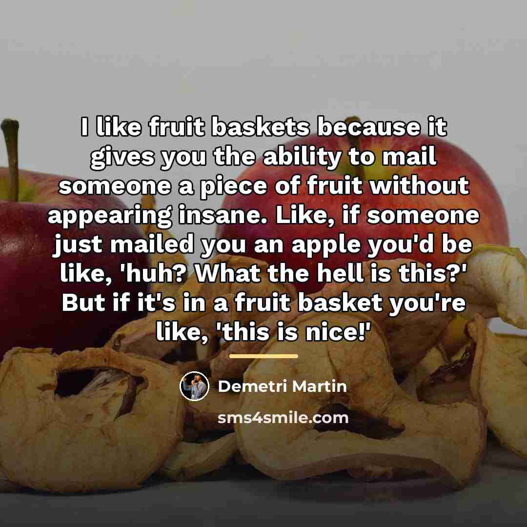 “I like fruit baskets because it gives you the ability…” quote by Demetri Martin