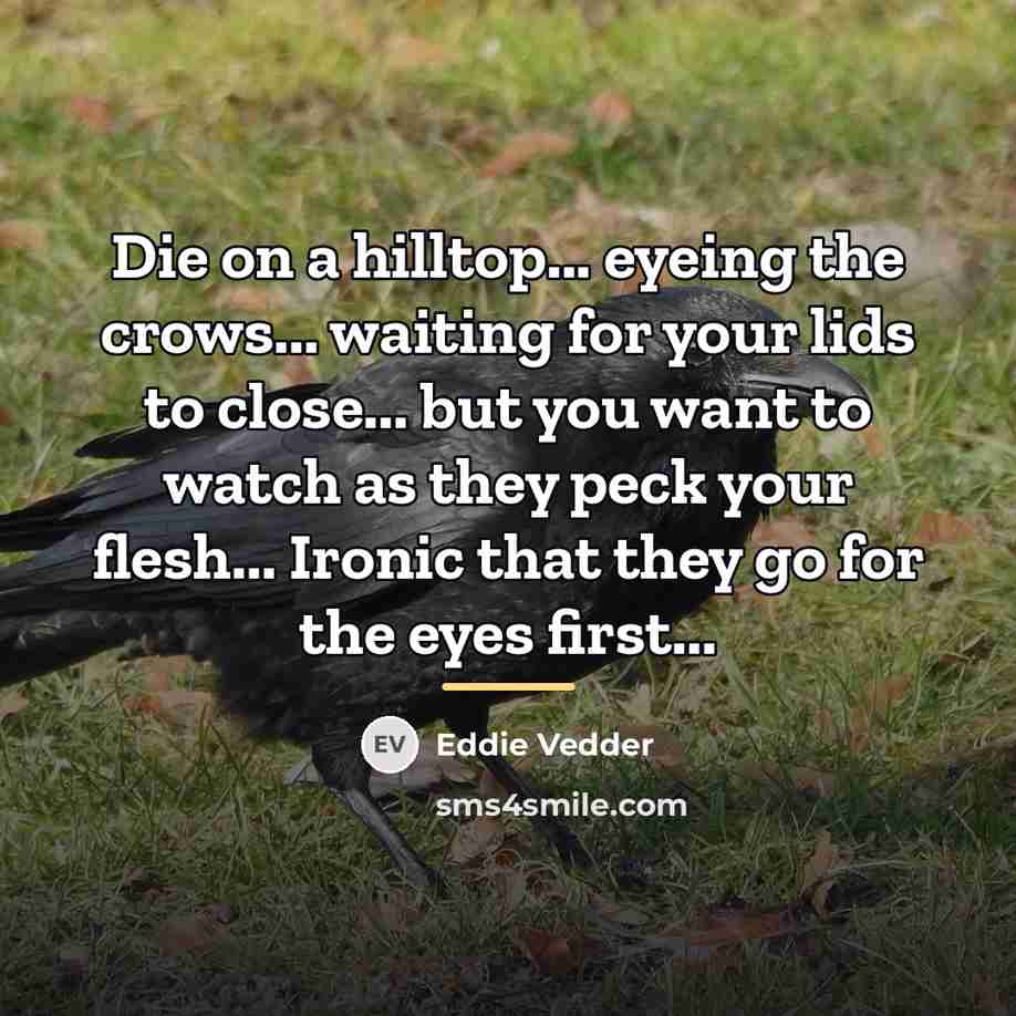 “Die on a hilltop... eyeing the crows... waiting for your…” quote by Eddie Vedder