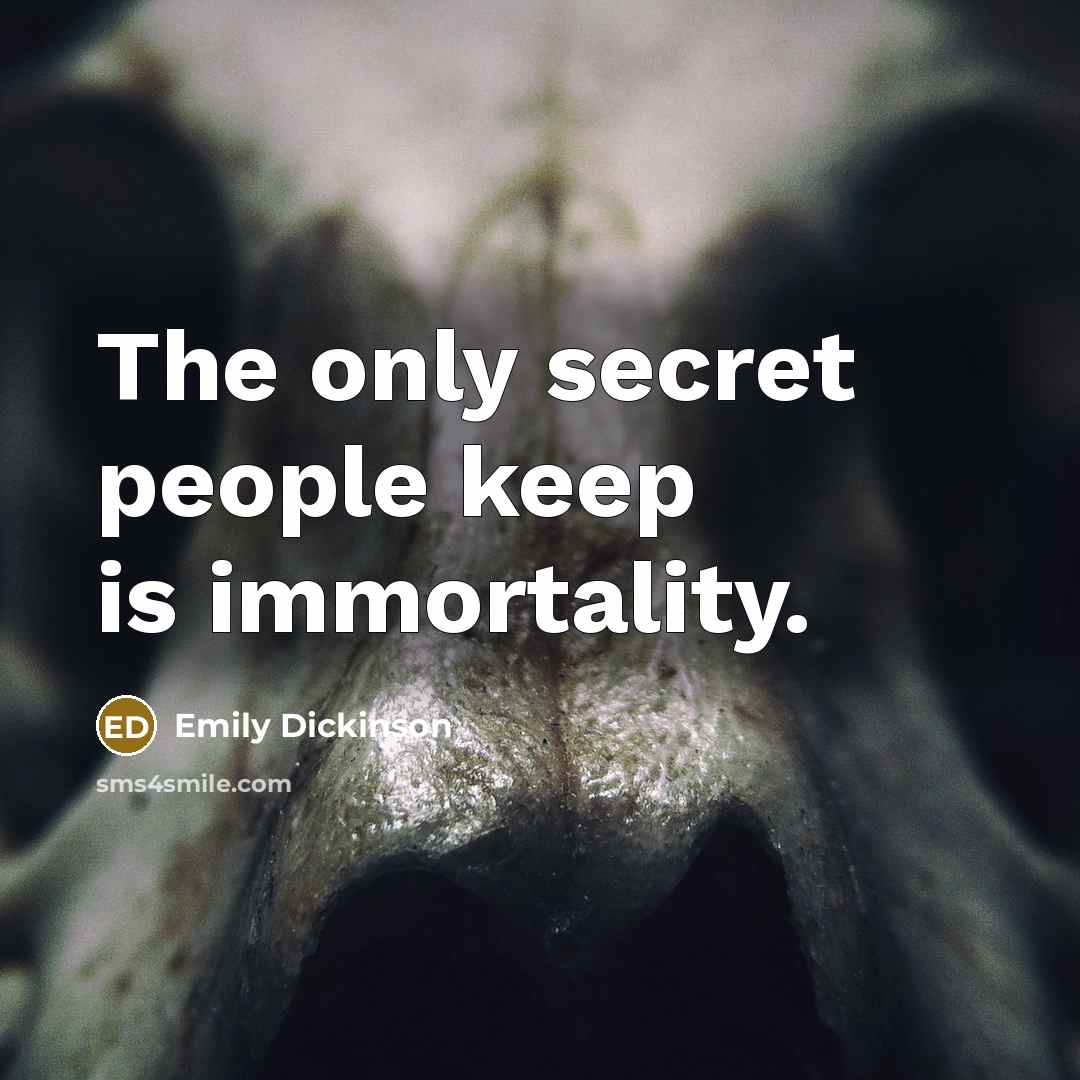 “The only secret people keep is immortality.…” quote by Emily Dickinson