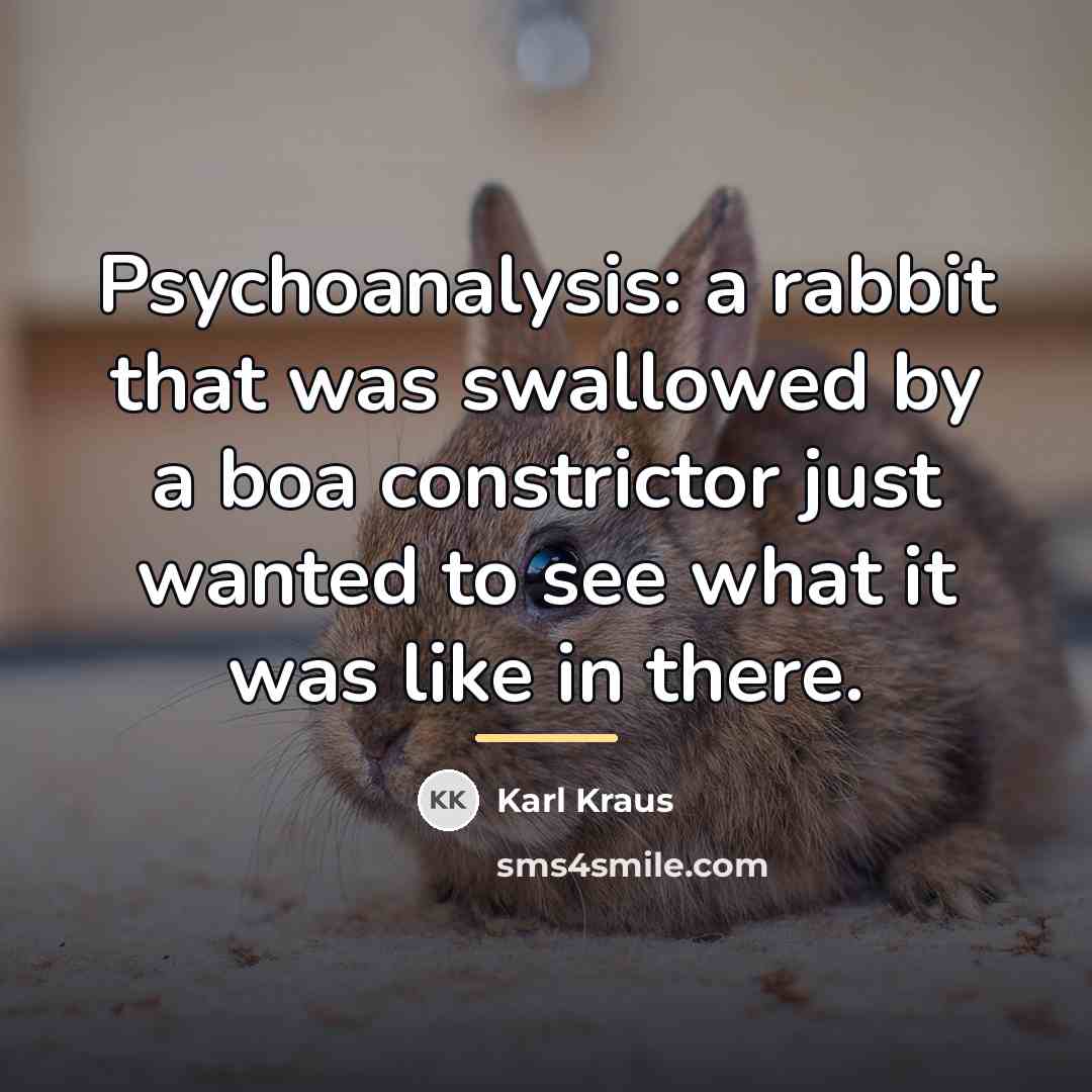 “Psychoanalysis: a rabbit that was swallowed by a boa constrictor…” quote by Karl Kraus